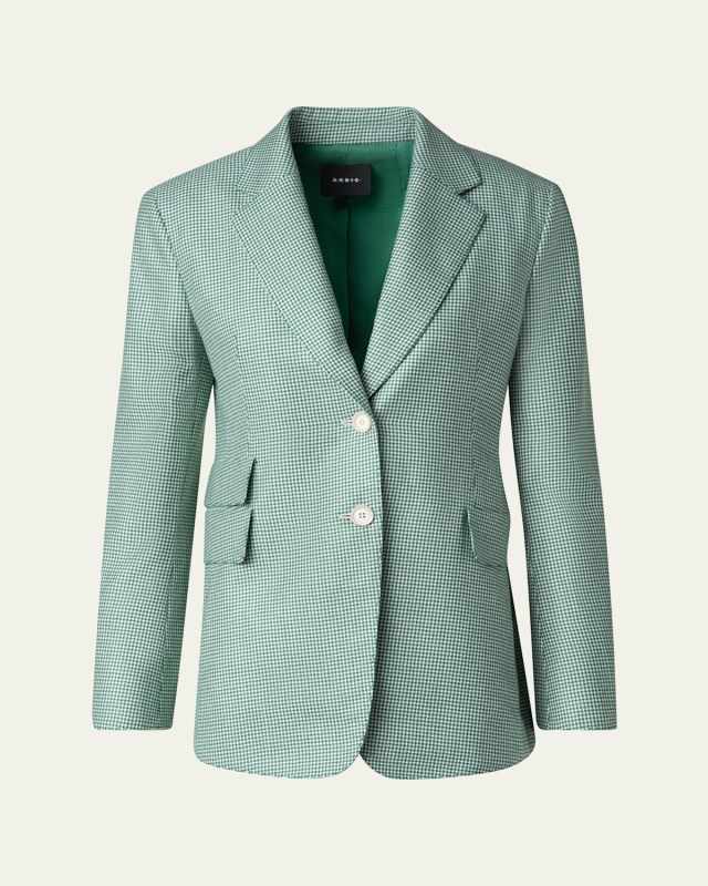 Single-Breasted Cashmere Pepita Jacket